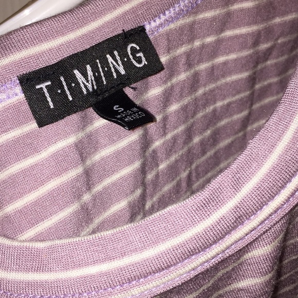 Lavender Cold Shoulder Tee w/ White Stripes - Picture 3 of 3